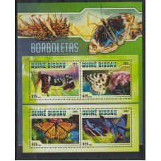 FLORES MARIPOSAS GUINEA BISSAU HOJA BLOQUE ESPECIAL NUEVA MINT